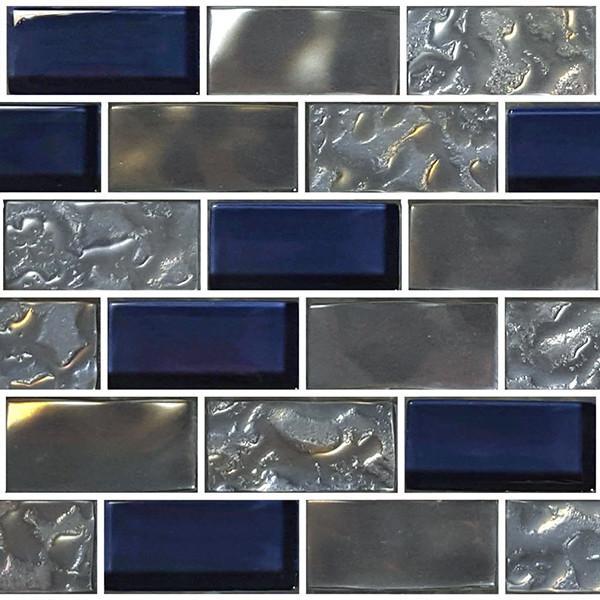 GLASS TILE - NAVY BLUE BLEND 1" X 2" - GX82348B15