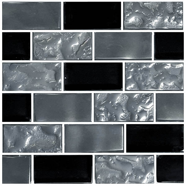 GLASS TILE - BLACK BLEND 1" X 2" - GX82348K8