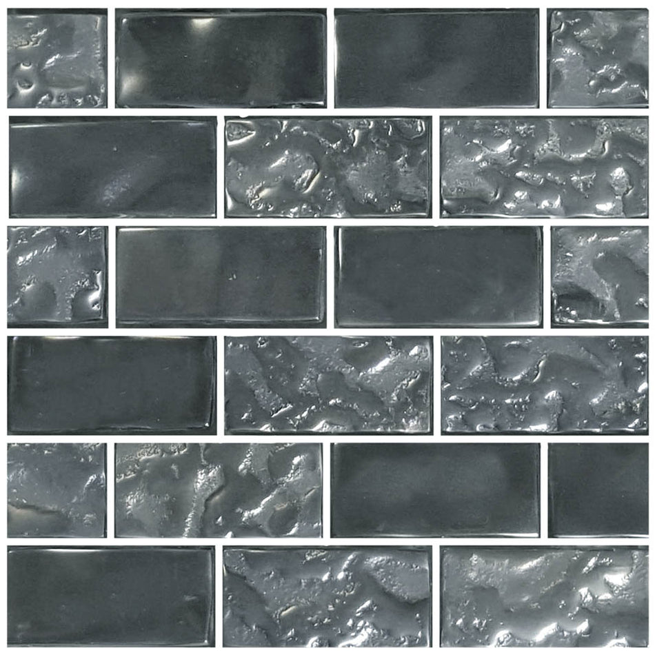 GLASS TILE - SILVER BLEND 1" X 2" - GX82348S1