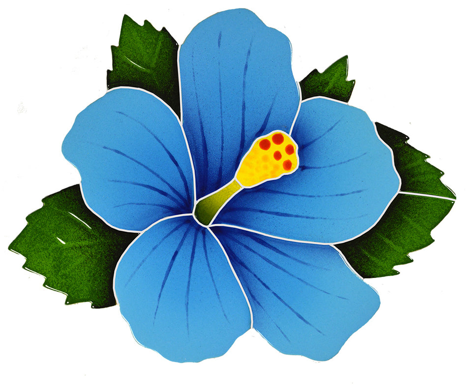 CERAMIC TILE HIBICUS FLOWER DESIGN- BLUE - HIBBLUS