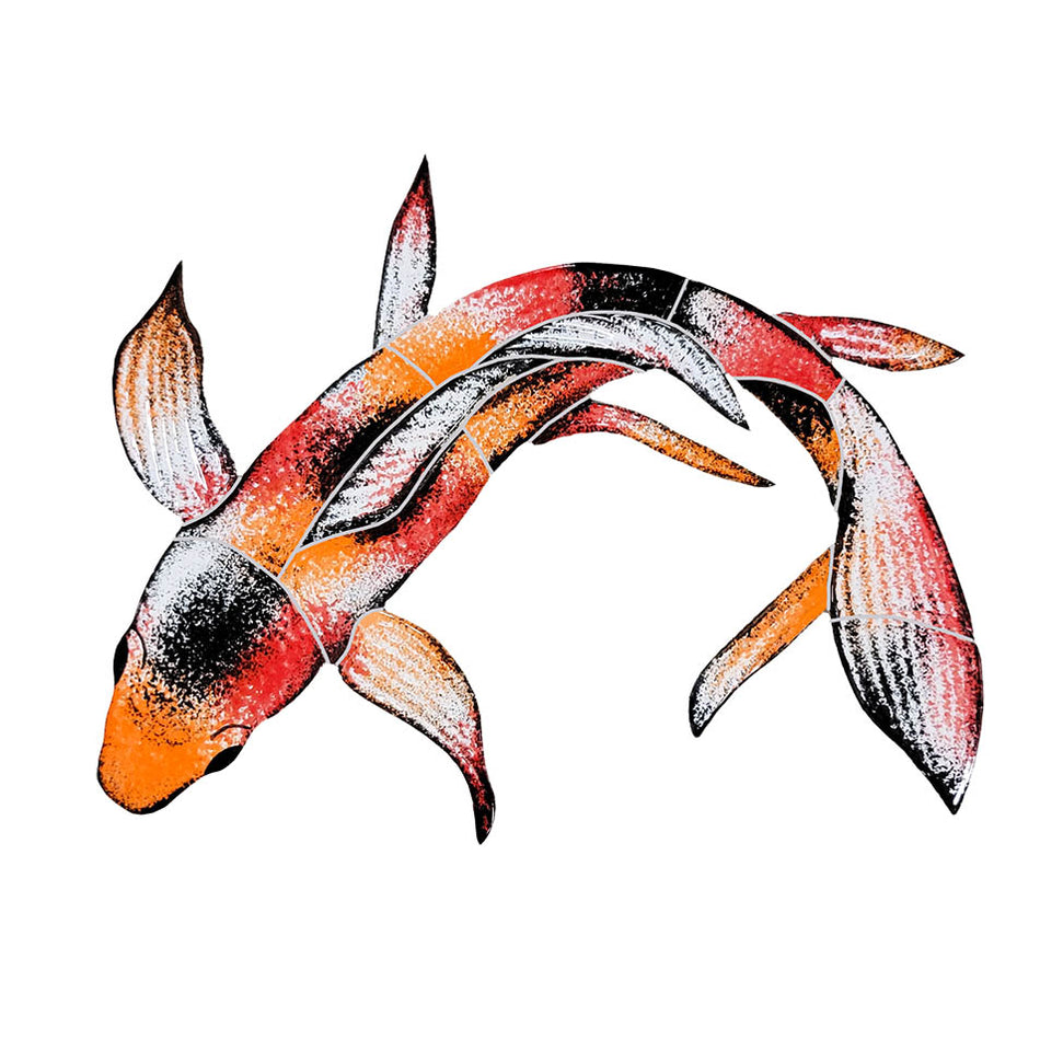 MOSAIC FIGURE KOI FISH  A  7" X 10" - KFMCOAS