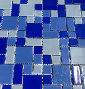 GLASS TILE MIXED BLUES FRENCH PATTERN - M4CBDHVV323