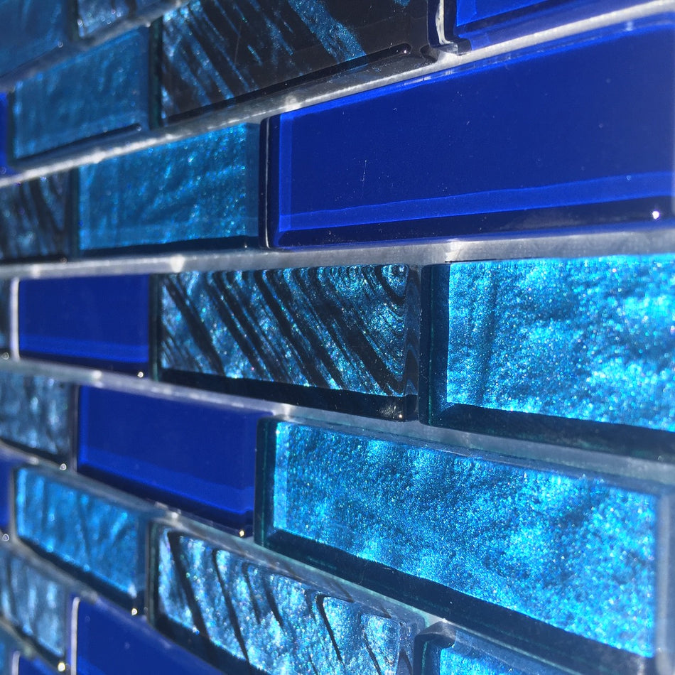 CRYSTAL GLASS TILE MIXED DARK BLUE - M6ECJVV316