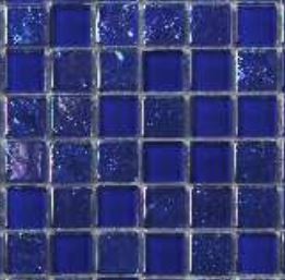 GLASS TILE BLUE AND SHINY BLUE 1" X 1" - M6EGBVV326