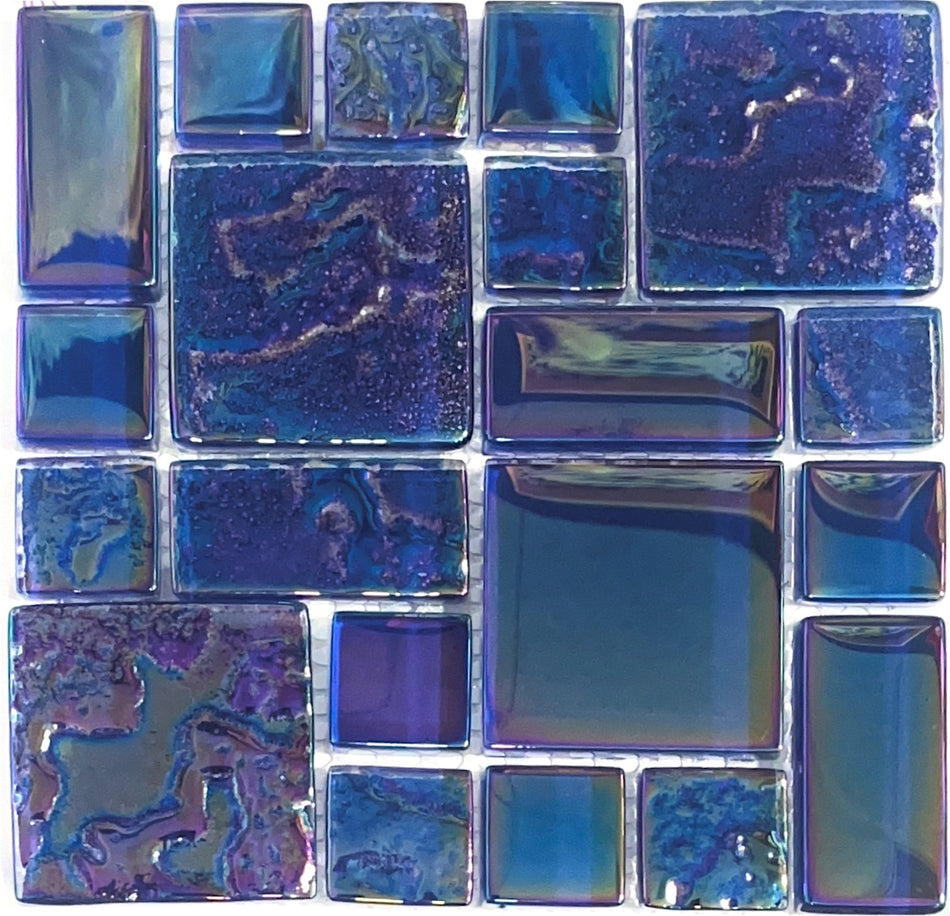 CRYSTAL GLASS TILE NAVY BLUE IRRIDESCENT - M8EGBDHVV316