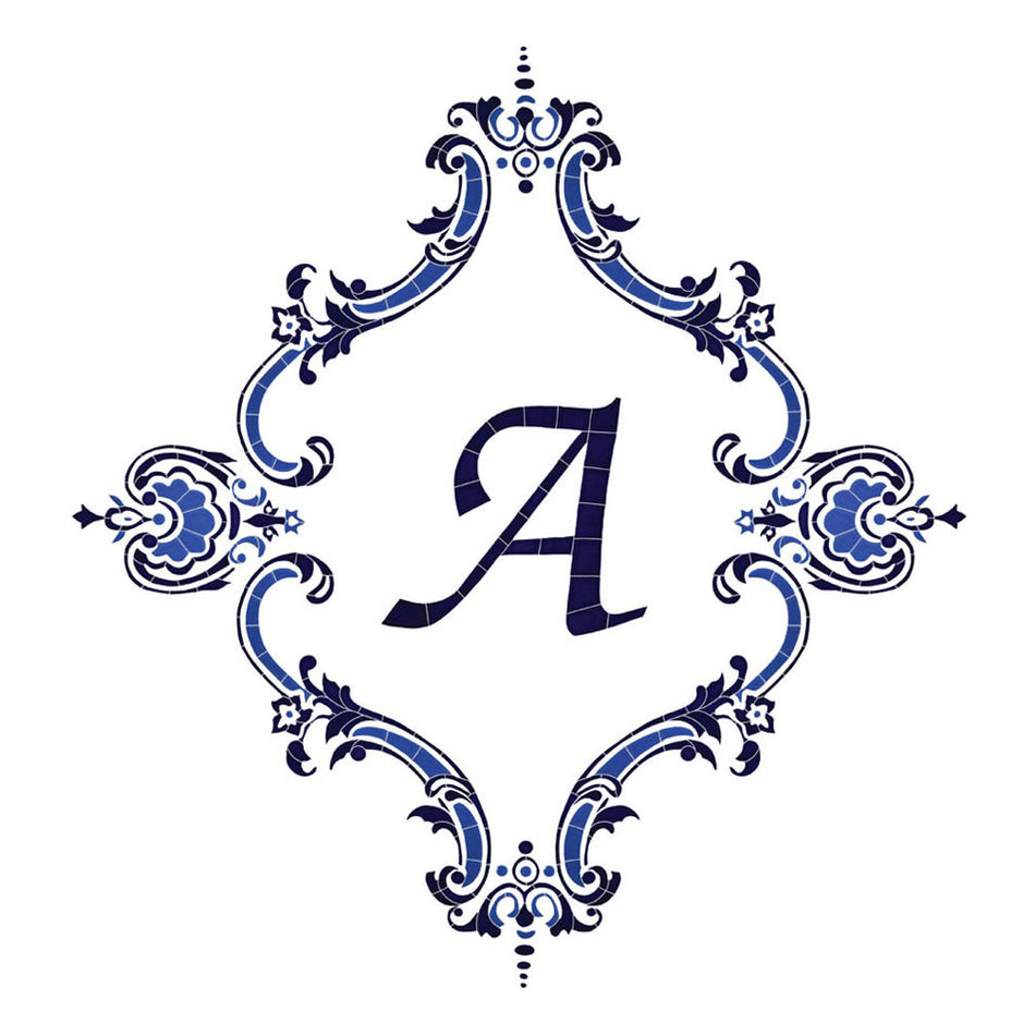 MONOGRAM MEDALLION BLUE TILE DESIGN - MMOBLUL-P