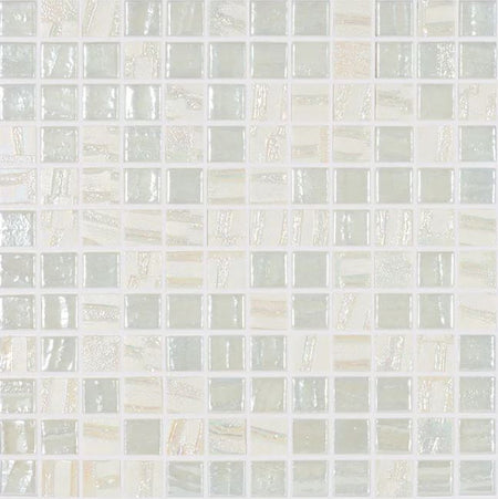 Moon Beam 1x1 glass mosaic pool tiles with glossy finish for professional pool contractors and commercial installations