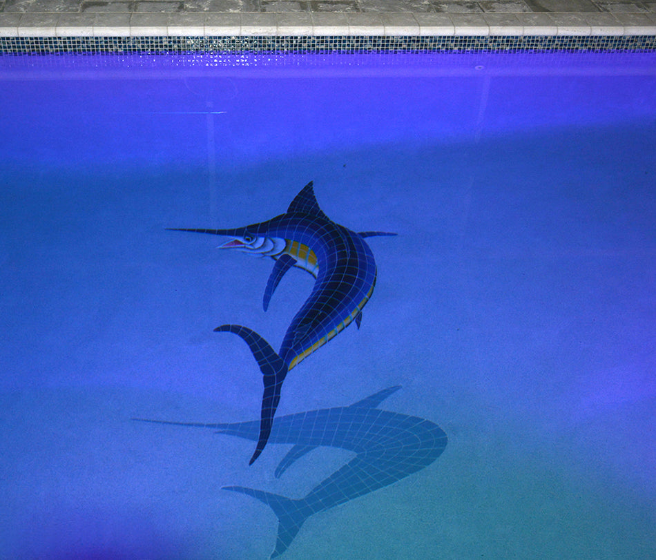 GLASS TILE MARLIN FIGURE W/ SHADOW - MSHBLUL