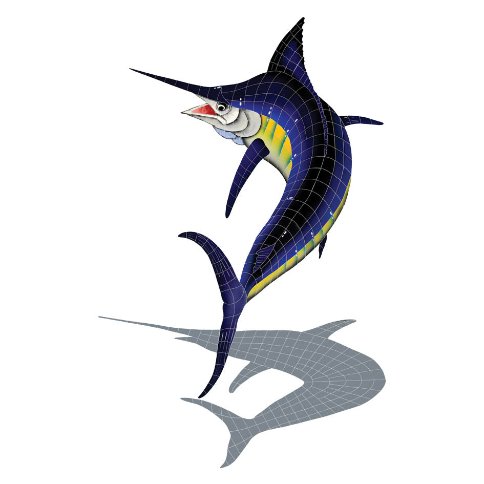 GLASS TILE MARLIN FIGURE W/ SHADOW - MSHBLUL