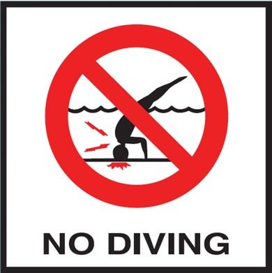 SMOOTH TILE NO DIVING - 6" X 6" - NO DIVING.