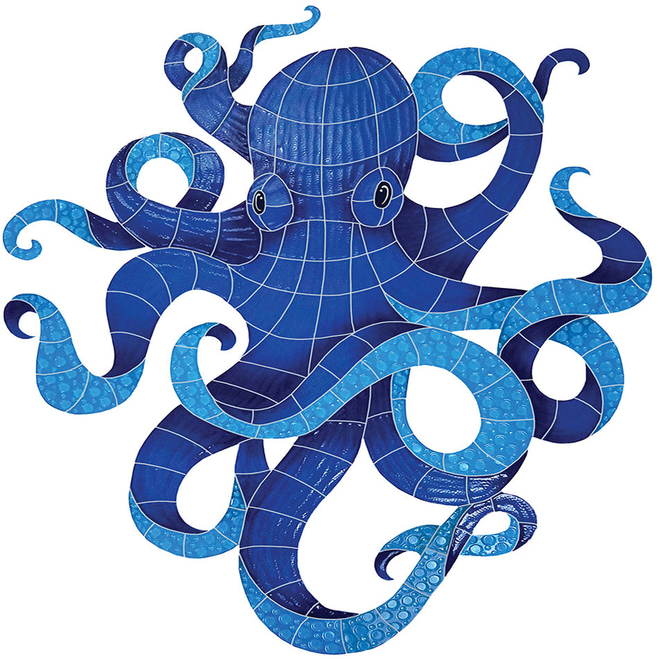 GLASS TILE FIGURE OCTOPUS 34" X 38" - OCTBLUOL