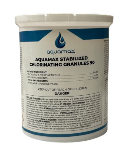 AquaMax Granular Trichlor 2lb container stabilized pool chlorine for professional pool contractors and service companies