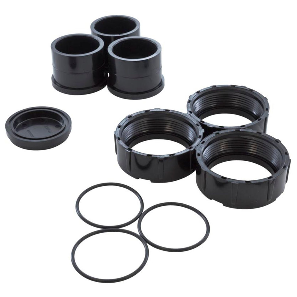 Jandy universal half-union and drain plug cap replacement kit with multiple components for professional pool filter service