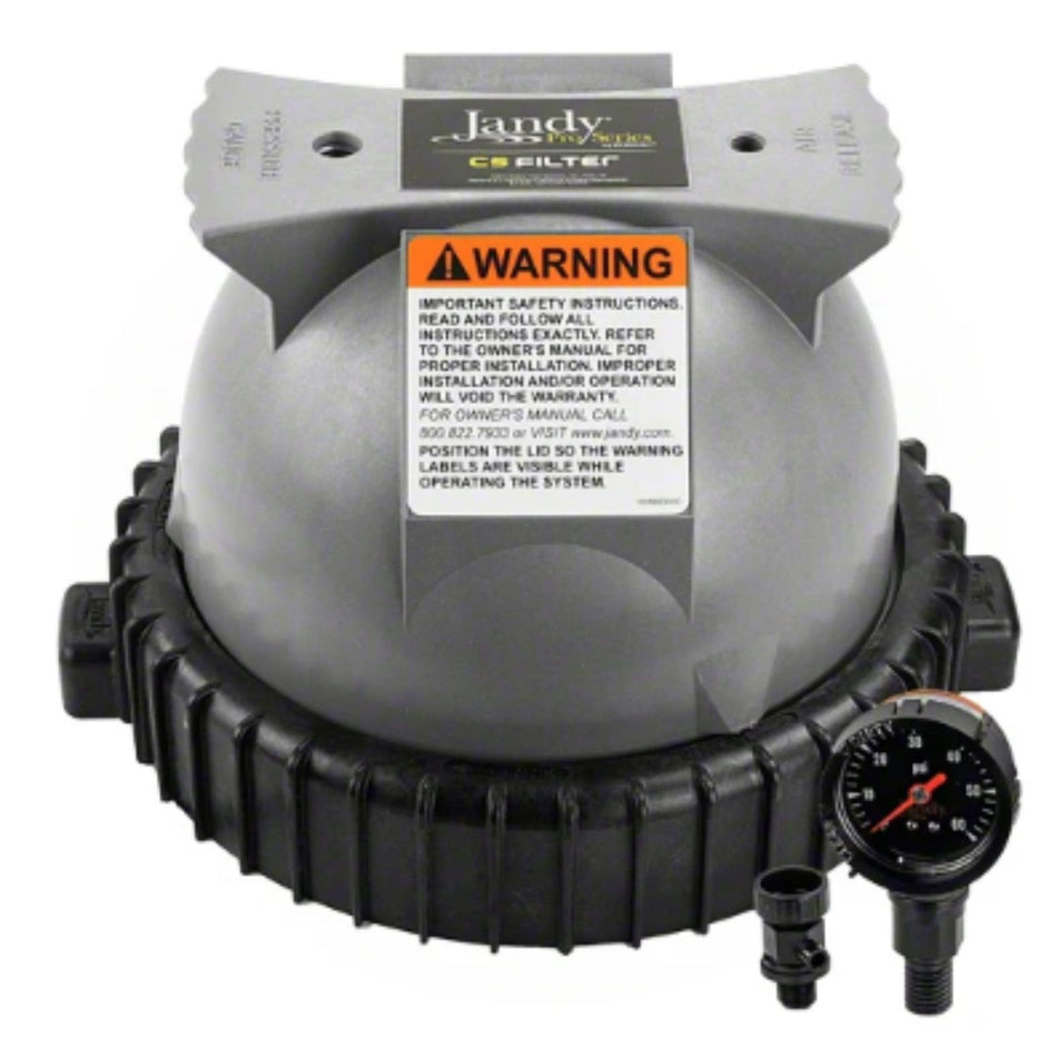 Jandy R0461900 top housing assembly replacement kit for CS100 CS150 cartridge pool filters with pressure gauge for professional pool contractors