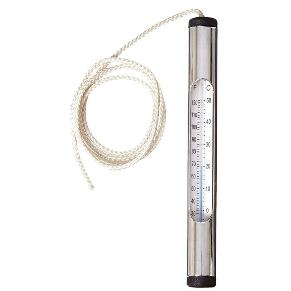 Pentair R141086 chrome brass floating pool thermometer with 3-foot cord for professional pool contractors