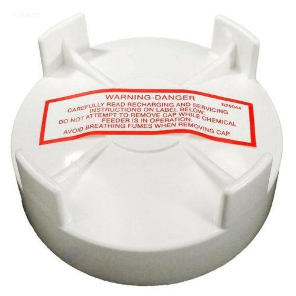 Pentair R172008W white chlorinator lid replacement cap for Rainbow automatic chemical feeders used by pool contractors