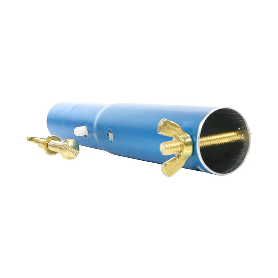 Pentair pool pole adapter with brass hardware for repairing cracked v-clip holes on professional pool cleaning poles