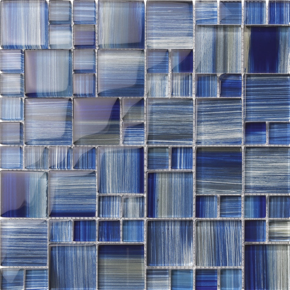 GLASS TILE HAWAI BLUE MIXED - S0024