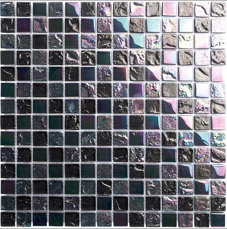 Alttoglass Neptune Series black 1x1 glass pool tile sheets S1006N for professional pool contractors and installations