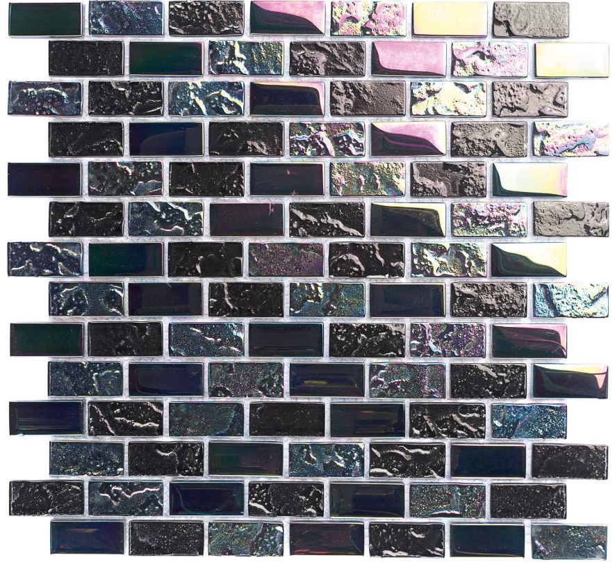 Neptune Black glass mosaic pool tile 1x2 inch professional installation S1606 for pool contractors