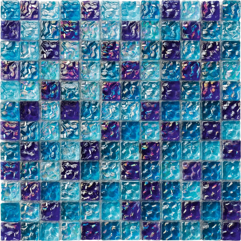 RIVER BLUE BLEND GLASS TILE 1" X 1" - S1910