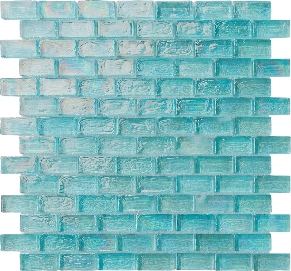 OCEAN AQUAMARINE GLASS TILE 1" X 2" - S1924