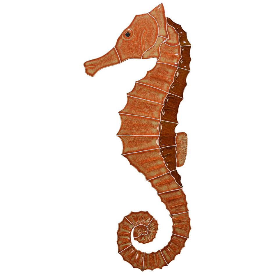 SEAHORSE TILE FIGURE - BROWN 19" X 8" - SEABROLL