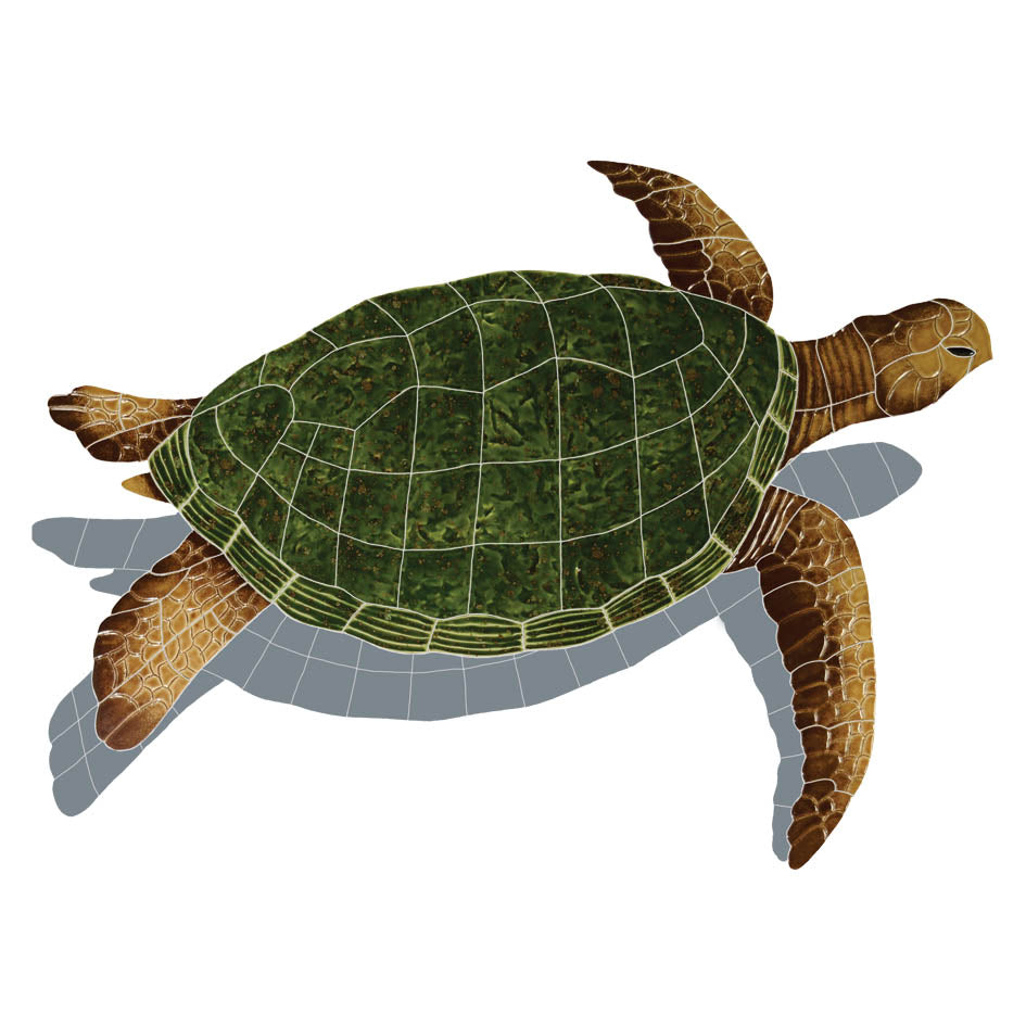 SEA TURTLE NATURAL W/ SHADOW TILE FIGURE - SESNATRL