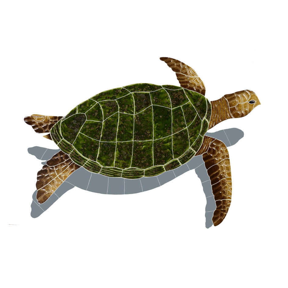 SEA TURTLE NATURAL W/ SHADOW TILE FIGURE - SESNATRM