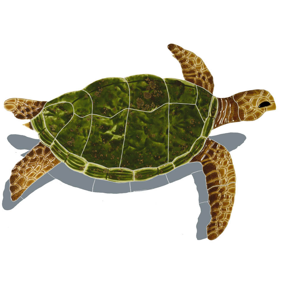 SEA TURTLE NATURAL W/ SHADOW TILE FIGURE - SESNATRS