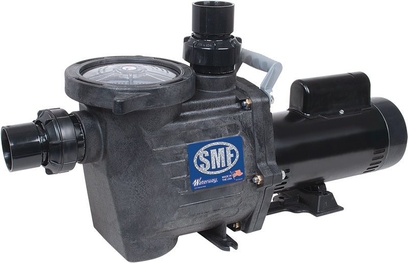 Waterway SMF-107 3/4HP 1-speed pool pump with 2-inch unions and adjustable base for professional pool contractors