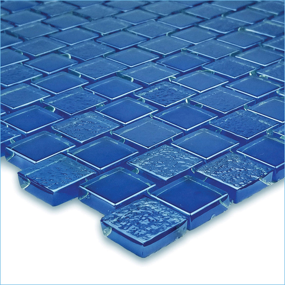 GLASS TILE BLENDS - BLUE 1" X 1" - SS82323B1