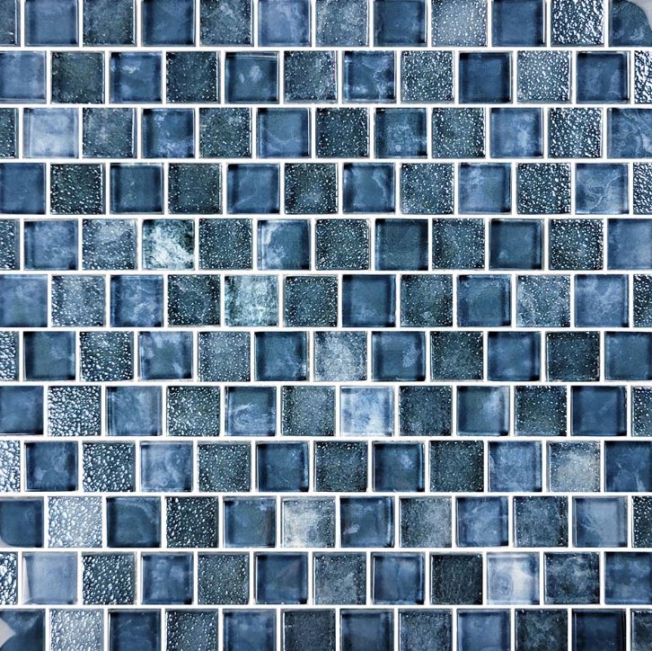 GLASS TILE GUMETAL BLUE 1" X 1" - SS82323B8