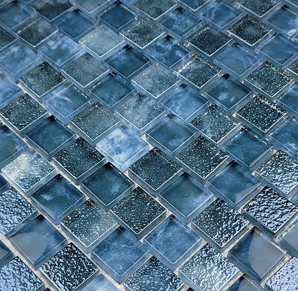 GLASS TILE GUMETAL BLUE 1" X 1" - SS82323B8