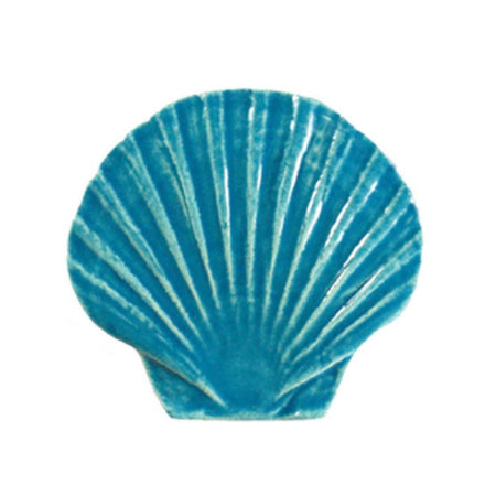 5 inch ceramic seashell pool mosaic tile in aqua blue hand-painted finish for professional pool contractor installations