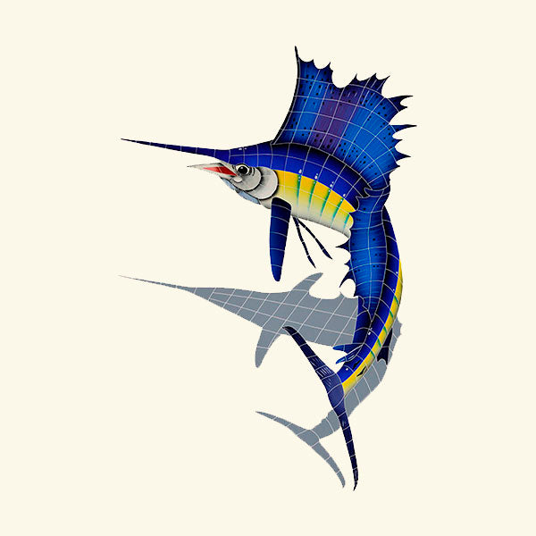 SAILFISH LEFT W/ SHADOW TILE FIGURE-SMLL - SSHBLULS