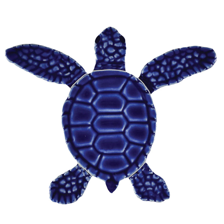 CERAMIC LOGGERHEAD 4" TURTLE B MINI-BLUE - TLMBLUBB