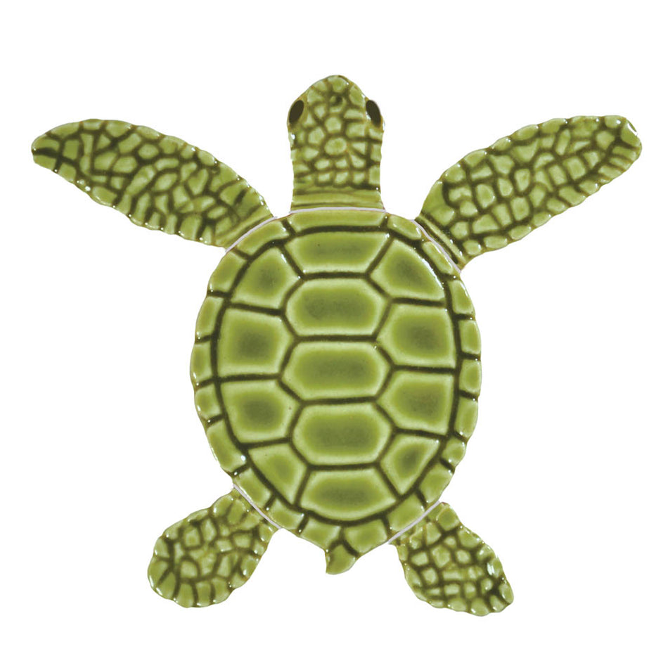 CERAMIC LOGGERHEAD 4" TURTLE B MINI-GRN - TLMGREBB