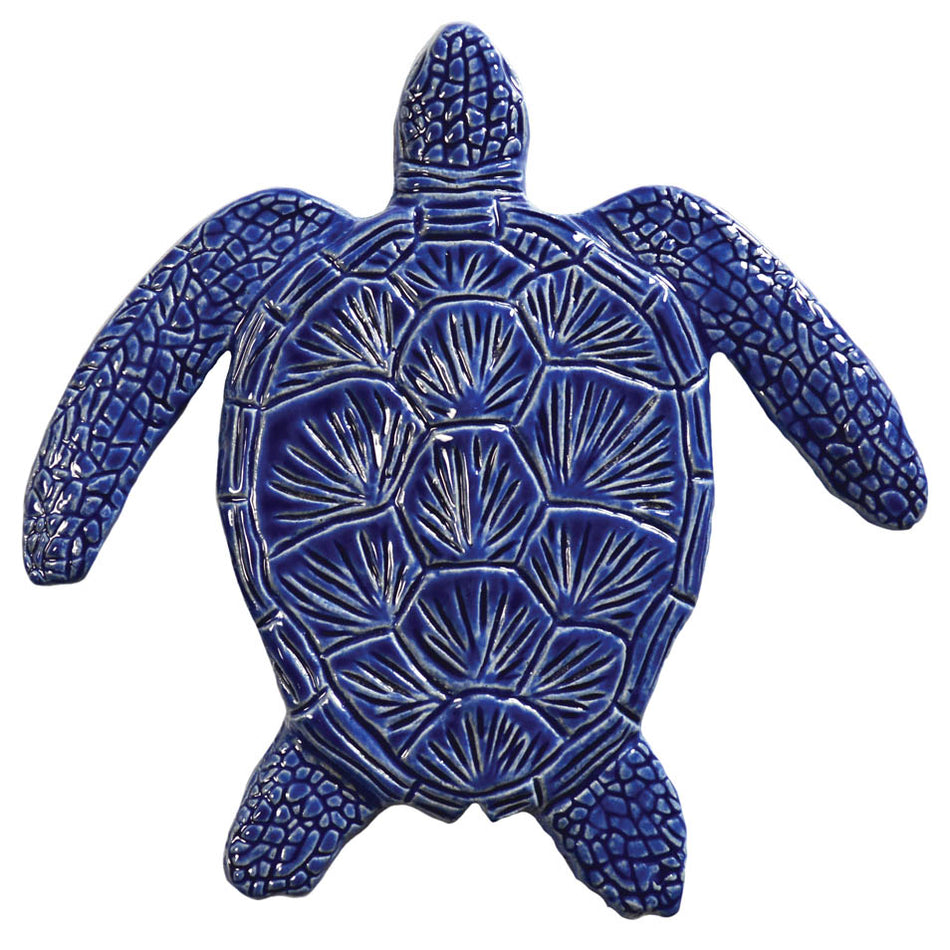 CERAMIC LOGGERHEAD 6" TURTLE - BLUE - TLOBLUB