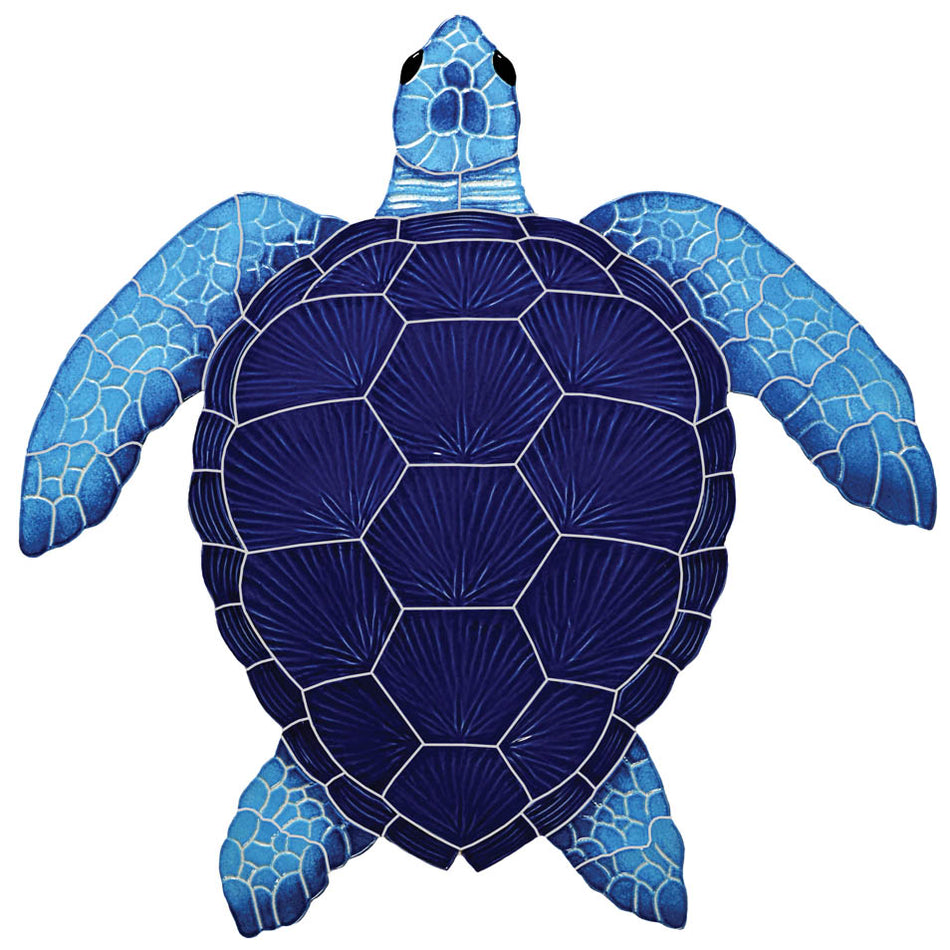 CERAMIC LOGGERHEAD TURTLE 20" X 20"-BLUE - TLOBLUL