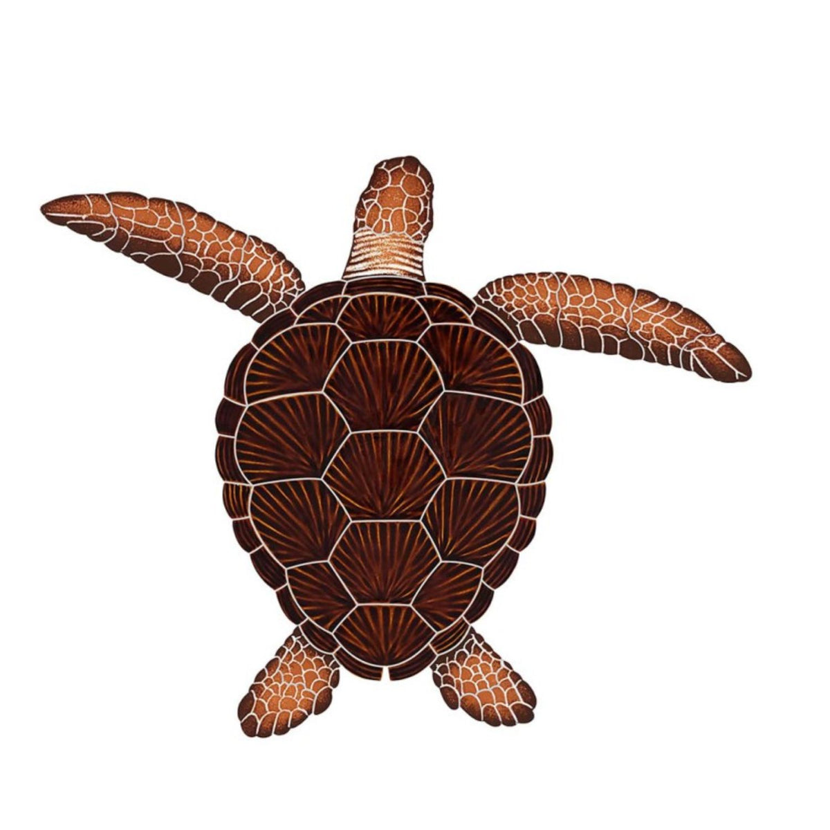 Artistry in Mosaics Loggerhead Turtle 20x20 brown ceramic pool mosaic for professional pool contractor installations