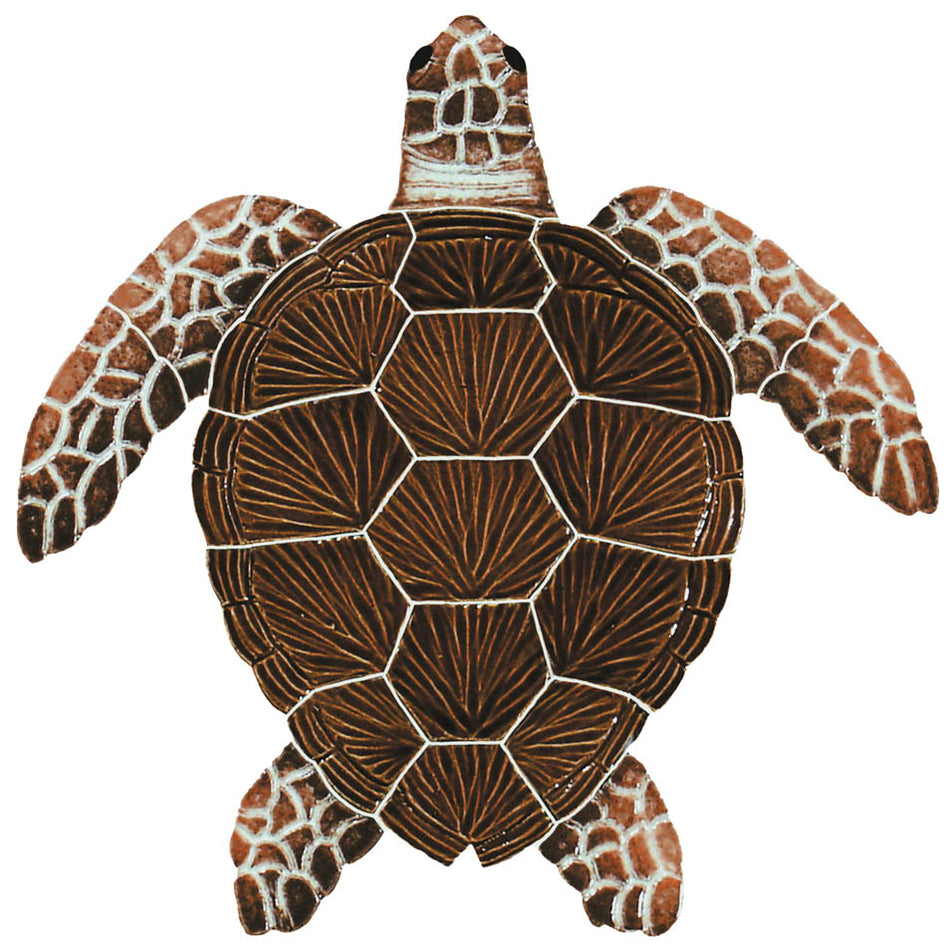 CERAMIC LOGGERHEAD TURTLE 8"X8" - BROWN - TLOBROS