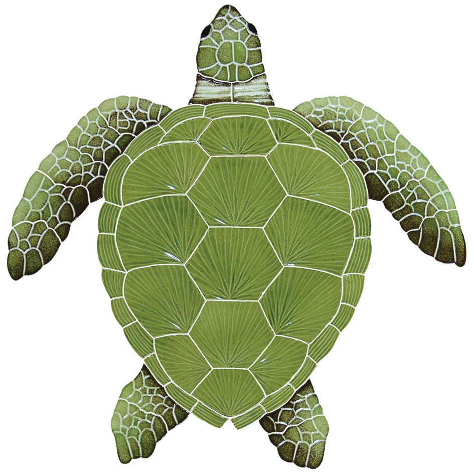 CERAMIC LOGGERHEAD TURTLE 20"X20"-GREEN - TLOGREL