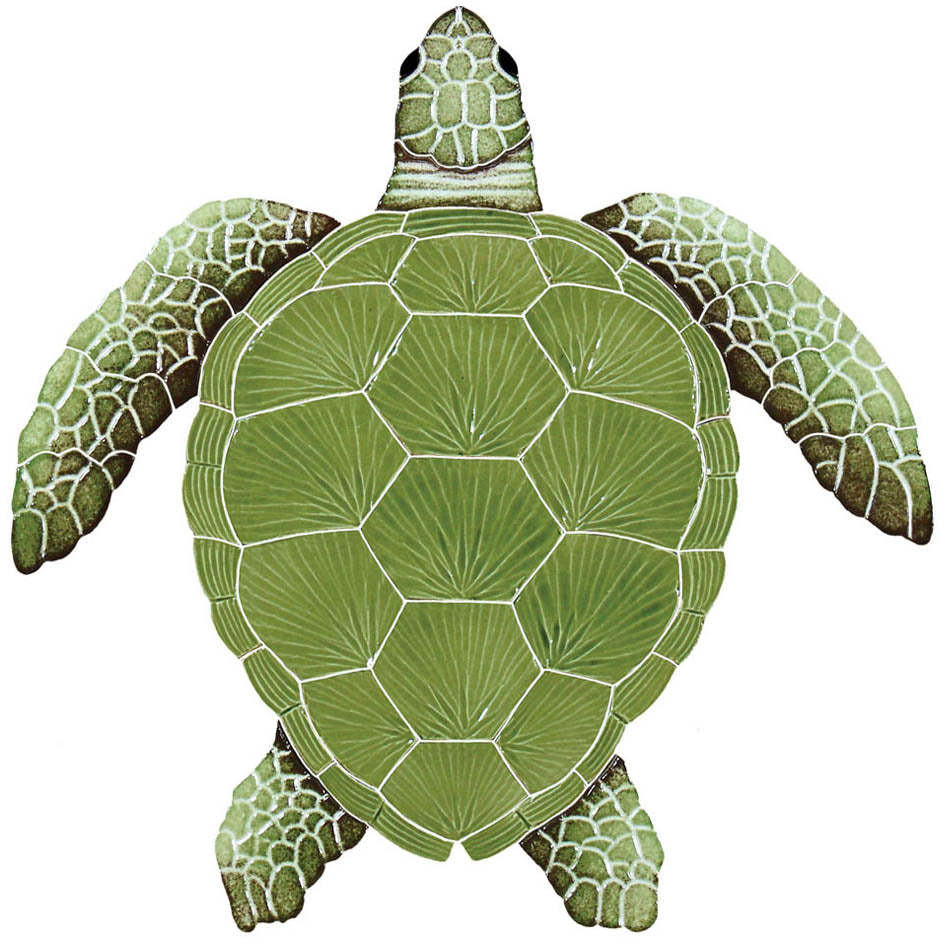 CERAMIC LOGGERHEAD TURTLE 15"X15"-GREEN - TLOGREM