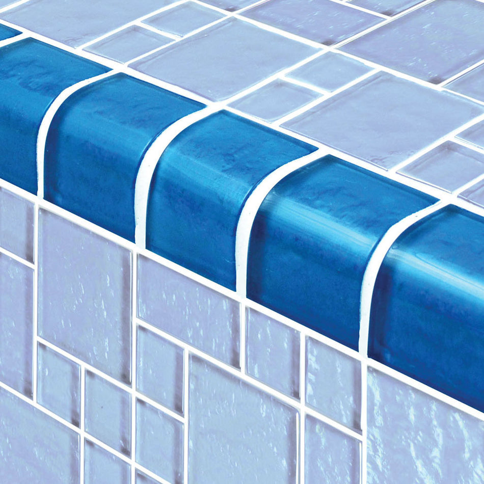 GLASS TILE TRIM - BLUE 2" X 2" - TRIM-GG8M2348B17