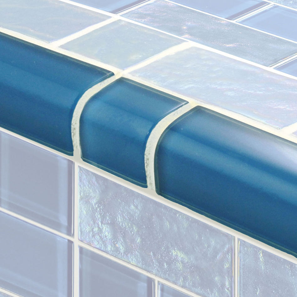 GLASS TILE - AZURE MIXED - TRIM-GT8M4896B12