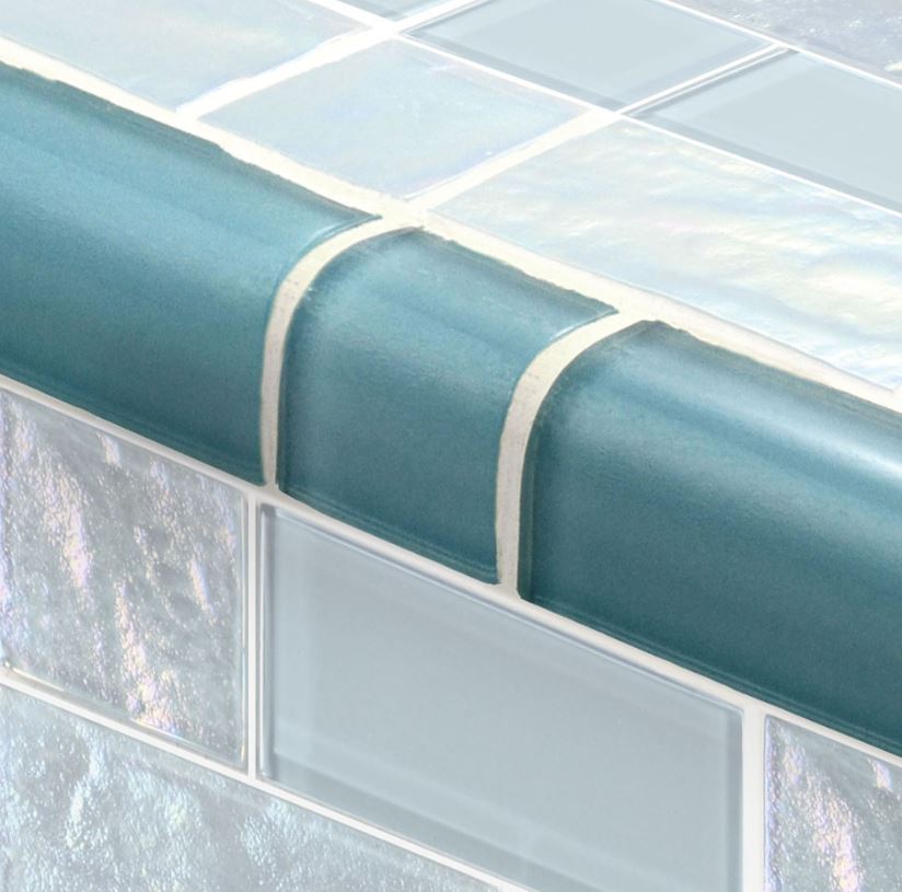 TRIM GLASS TILE TURQUOISE MIXED - TRIM-GT8M4896T4