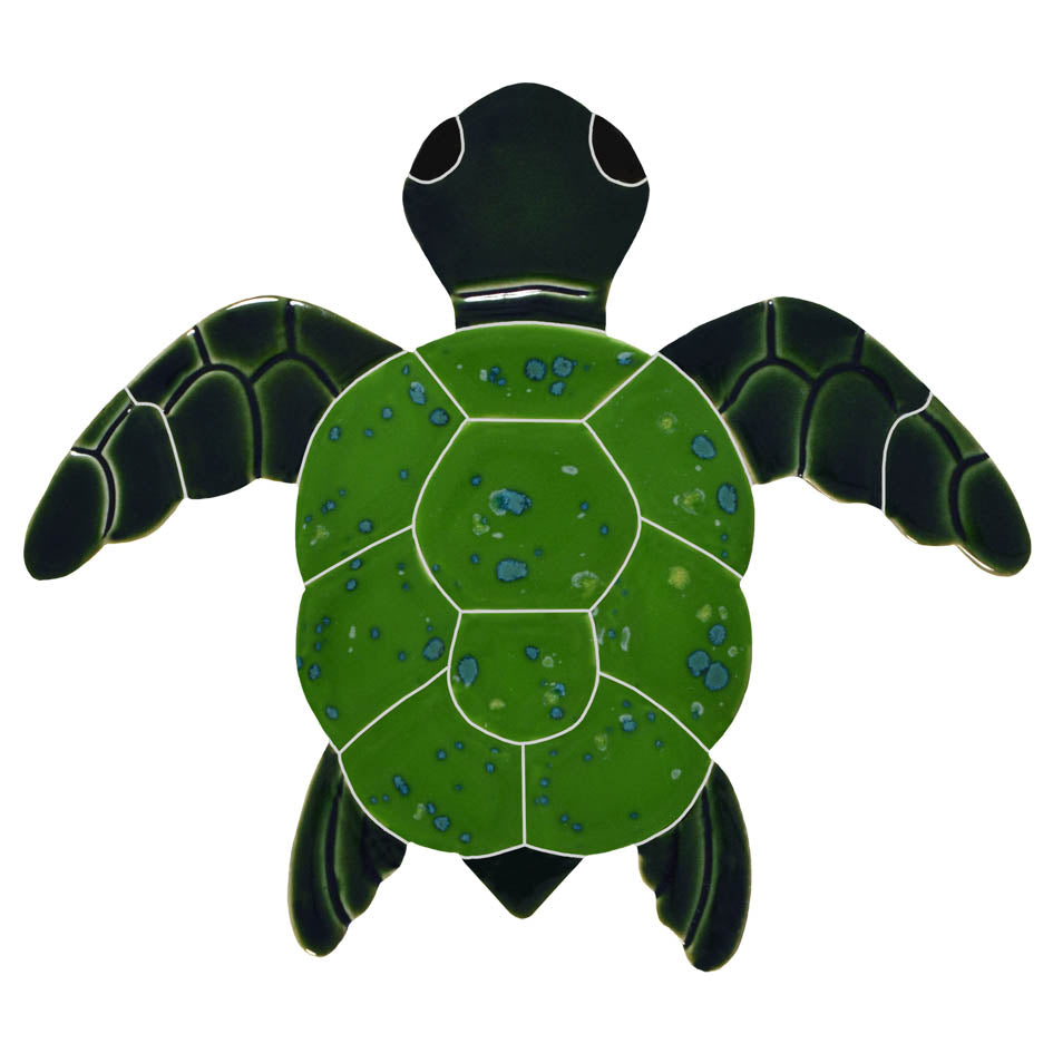 CERAMIC TURTLE TOPVIEW - GREEN 7" X 8 - TURGRETB