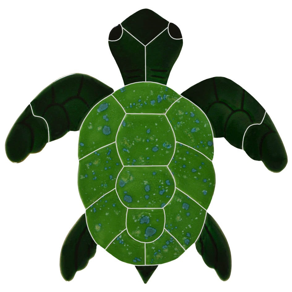 CERAMIC TURTLE TOPVIEW - GREEN 9" X 9" - TURGRETS