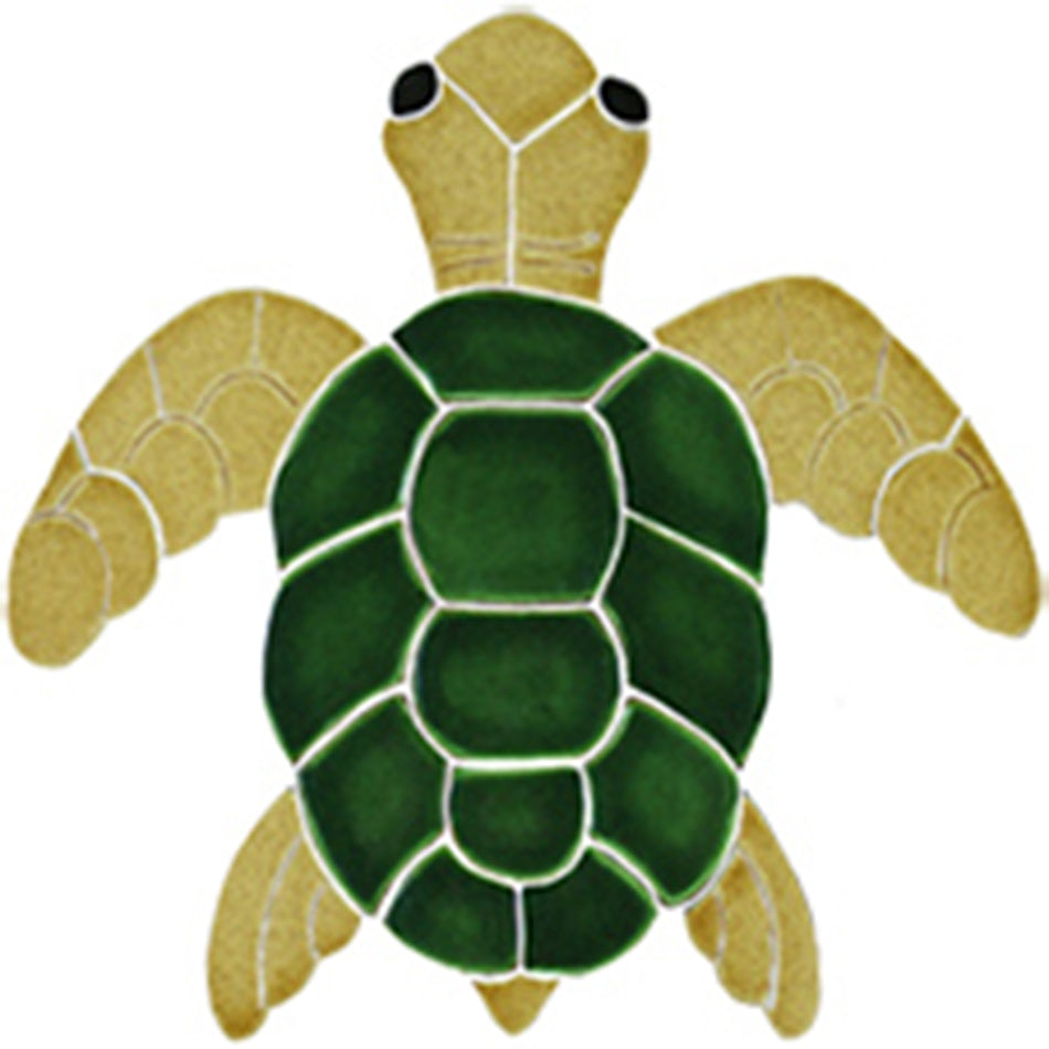 CERAMIC TURTLE TOPVIEW-NATURAL 9" X 9" - TURNATTS